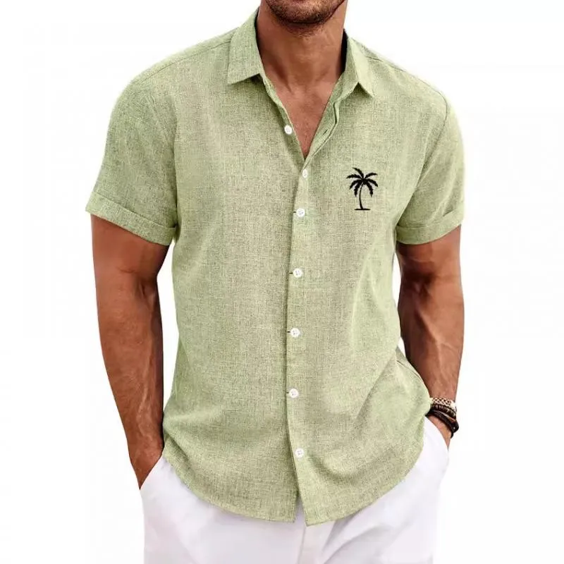 Men's Hawaii Palm Printed Lapel Short Sleeve Casual Shirt 02312515Z sold by Manly product image thumbnail 5