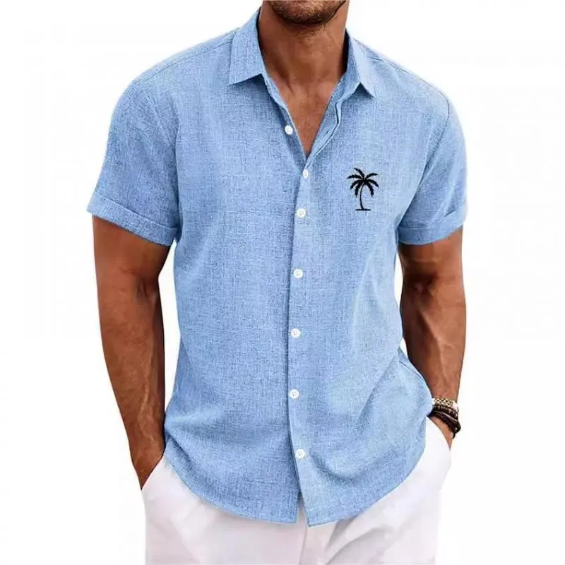 Men's Hawaii Palm Printed Lapel Short Sleeve Casual Shirt 02312515Z sold by Manly product image thumbnail 2