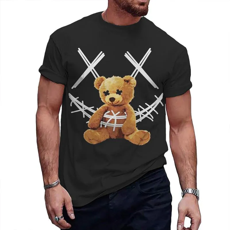Men's Casual Smiley Teddy Bear Round Neck Short Sleeve T-Shirt 41910262TO sold by Manly