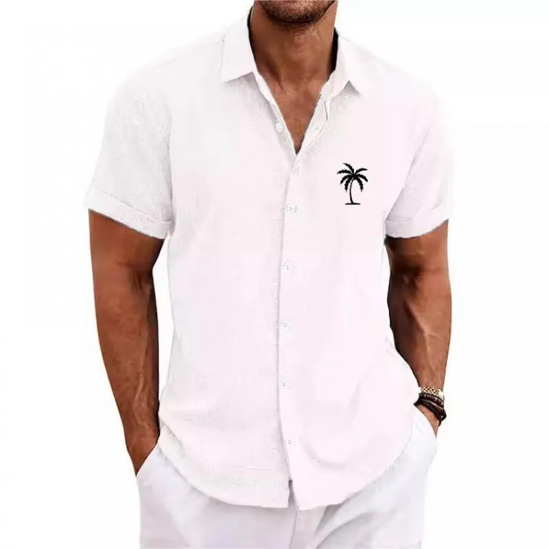 Men's Hawaii Palm Printed Lapel Short Sleeve Casual Shirt 02312515Z sold by Manly product image thumbnail 4