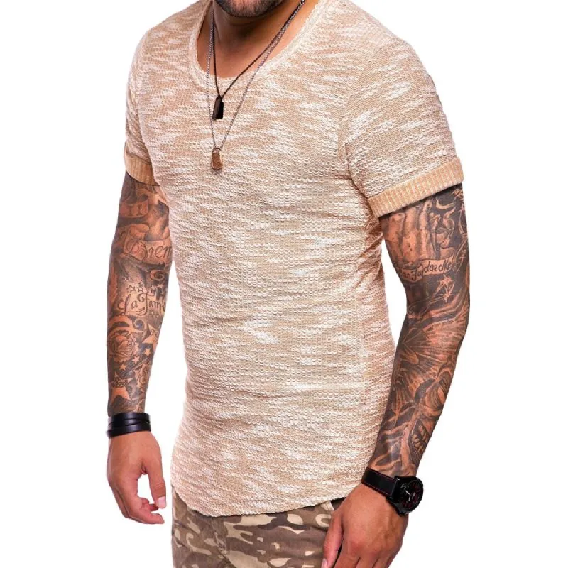 Men's Casual Round Neck Solid Color T-shirt 96864488X sold by Manly