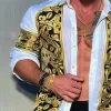 Men's Retro Luxury Color Block Lapel Long Sleeve Shirt 00644929TO sold by Manly