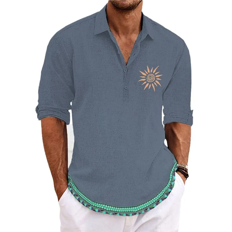 Men's Print Lapel Long Sleeve Casual Shirt 78243969Z sold by Manly
