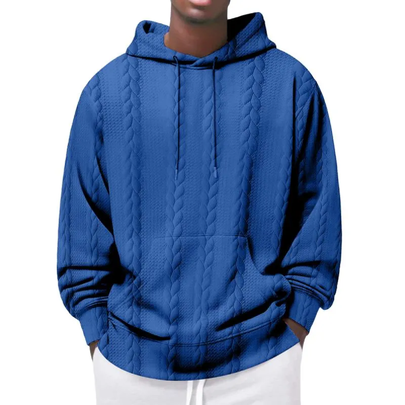 Men's Retro 3D Jacquard Kangaroo Pocket Loose Hoodie 41248217M made by Manly