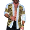 Men's Retro Luxury Color Block Lapel Long Sleeve Shirt 00644929TO sold by Manly