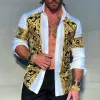 Men's Retro Luxury Color Block Lapel Long Sleeve Shirt 00644929TO sold by Manly