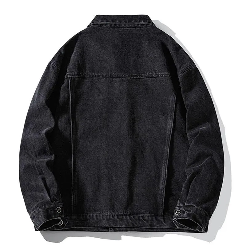 Men's Vintage Distressed Washed Loose Lapel Single-Breasted Denim Jacket 63136397M sold by Manly product image thumbnail 4