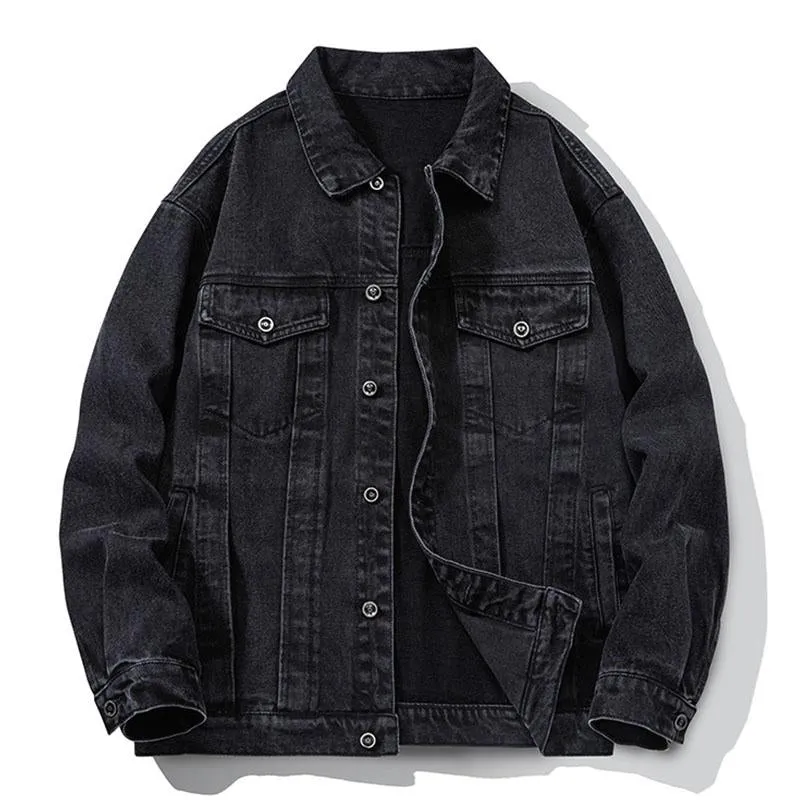 Men's Vintage Distressed Washed Loose Lapel Single-Breasted Denim Jacket 63136397M sold by Manly product image thumbnail 3