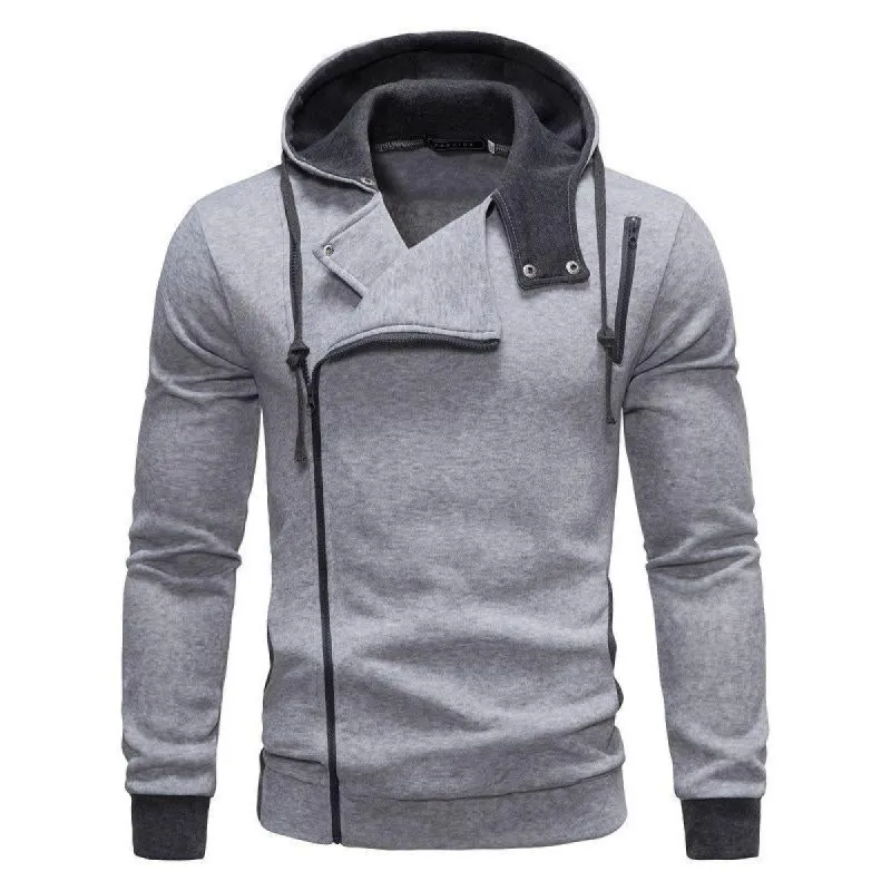 Men's Contrasting Color Zip Hooded Long Sleeve Sweatshirt 09634652X sold by Manly