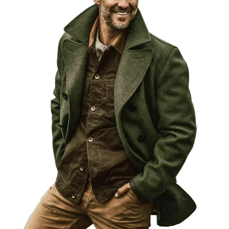 Men's Lapel Solid Color Double Breasted Jacket 50371415X sold by Manly