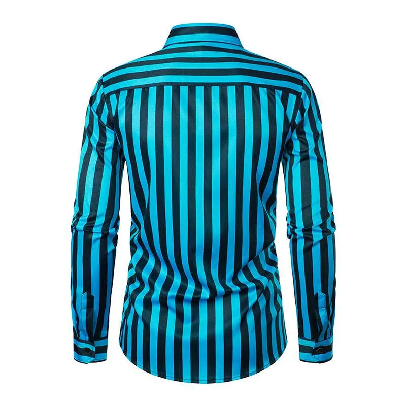 Men's Casual Striped Printed Lapel Long Sleeve Shirt 01210322M sold by Manly product image thumbnail 4