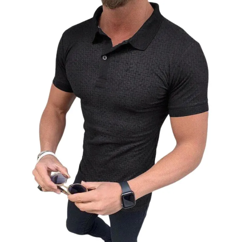 Men's Casual Retro Solid Color Printed Polo Shirt 03953347TO sold by Manly