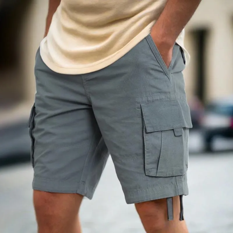Men's Solid Multi-pocket Straight Cargo Shorts 06468989Z sold by Manly product image thumbnail 2