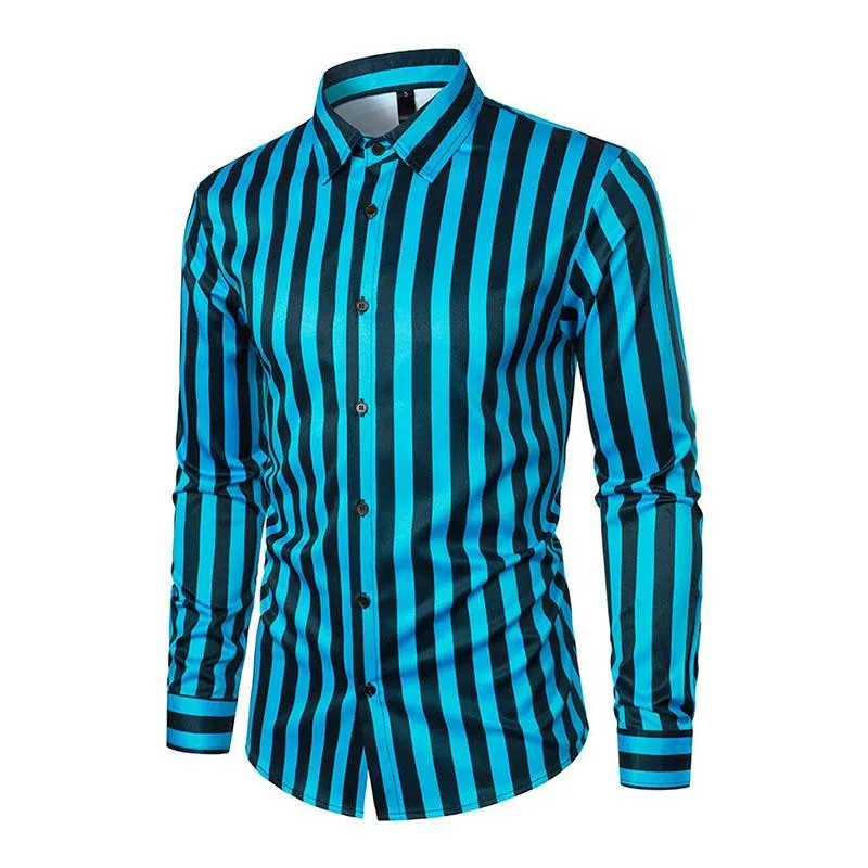 Men's Casual Striped Printed Lapel Long Sleeve Shirt 01210322M sold by Manly product image thumbnail 3