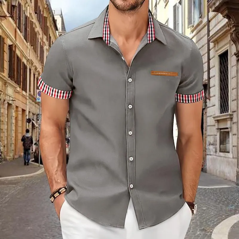 Men's Casual Plaid Print Chest Pocket Short Sleeve Shirt 11323454Y sold by Manly product image thumbnail 3