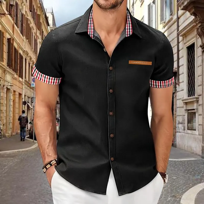 Men's Casual Plaid Print Chest Pocket Short Sleeve Shirt 11323454Y sold by Manly product image thumbnail 5