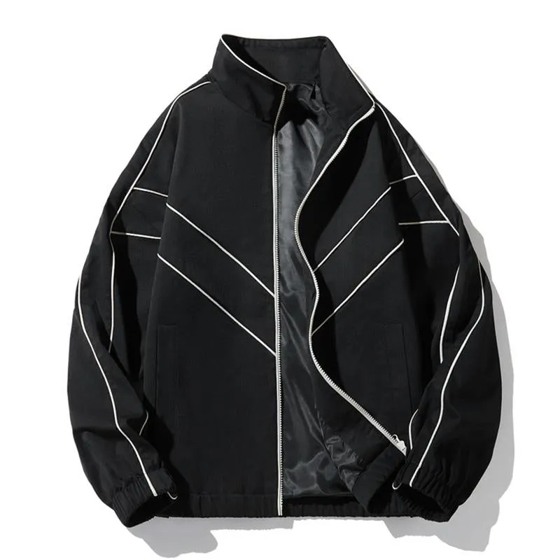 Men's Casual Stand Collar Loose Stitching Long Sleeve Baseball Jacket 46252202M sold by Manly product image thumbnail 4