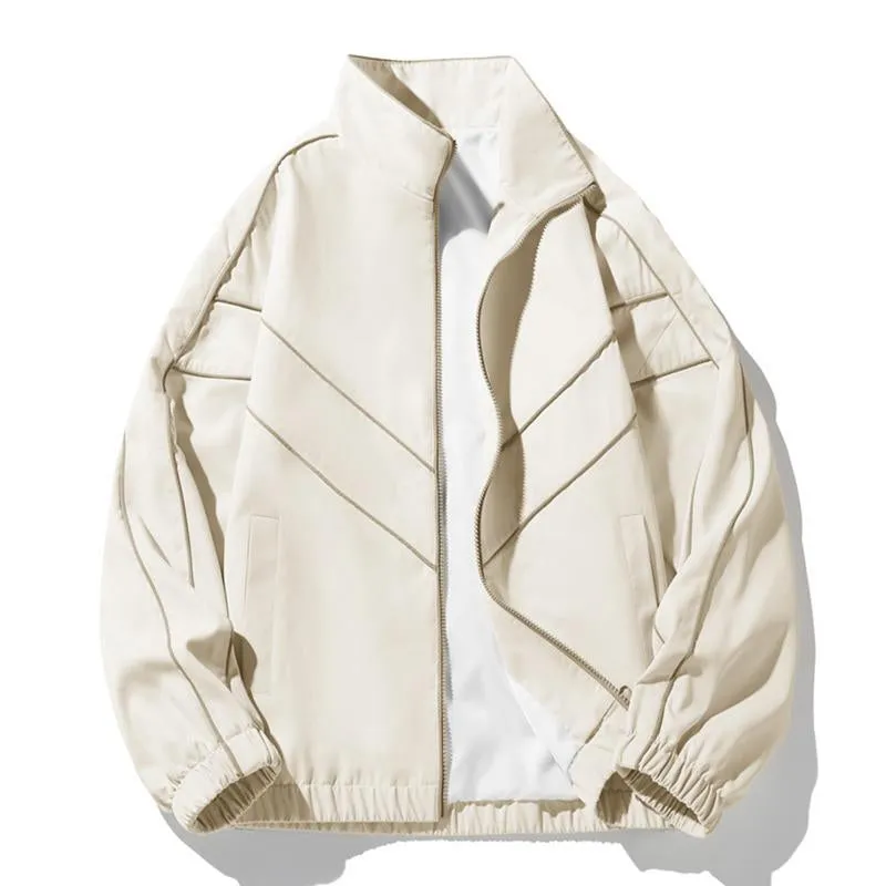 Men's Casual Stand Collar Loose Stitching Long Sleeve Baseball Jacket 46252202M sold by Manly product image thumbnail 3