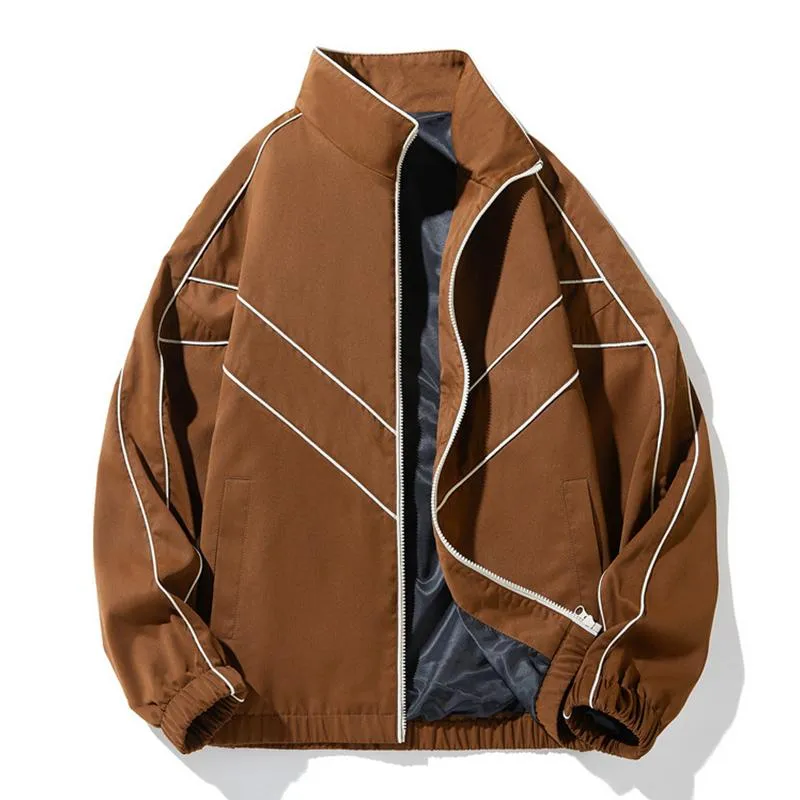 Men's Casual Stand Collar Loose Stitching Long Sleeve Baseball Jacket 46252202M sold by Manly product image thumbnail 2