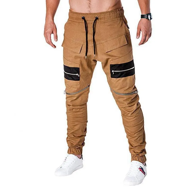 Men's Colorblock Zip Multi-pocket Cargo Pants 35114154Z sold by Manly