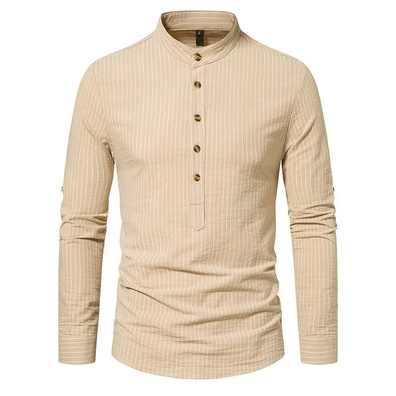 Men's Casual Striped Stand Collar Long Sleeve Shirt 95806899X sold by Manly product image thumbnail 5