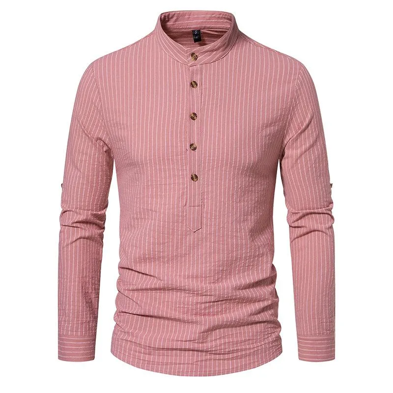 Men's Casual Striped Stand Collar Long Sleeve Shirt 95806899X sold by Manly product image thumbnail 4