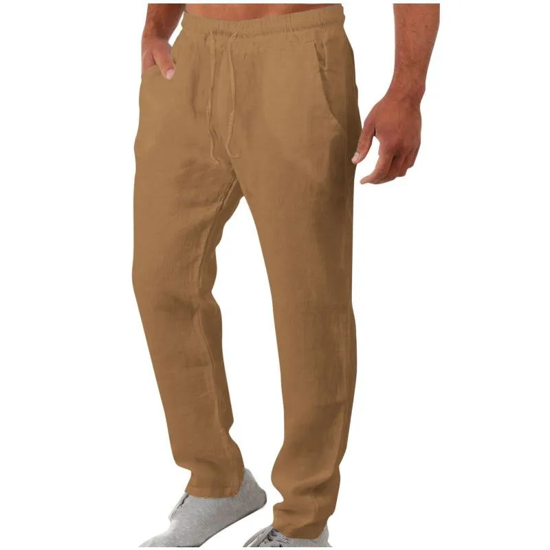 Men's Casual Breathable Cotton Linen Loose Elastic Waist Pants 71333821M sold by Manly product image thumbnail 5