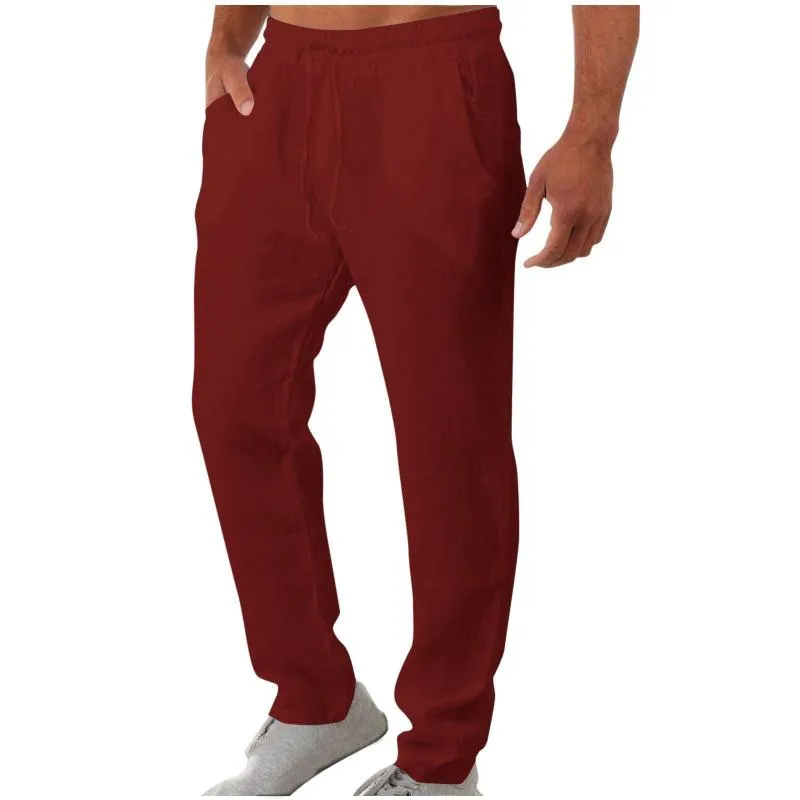 Men's Casual Breathable Cotton Linen Loose Elastic Waist Pants 71333821M sold by Manly product image thumbnail 3