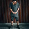 Men's Casual Round Neck Irregular Hem Loose Short-sleeved T-shirt 06874620M sold by Manly
