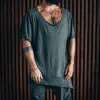 Men's Casual Round Neck Irregular Hem Loose Short-sleeved T-shirt 06874620M sold by Manly
