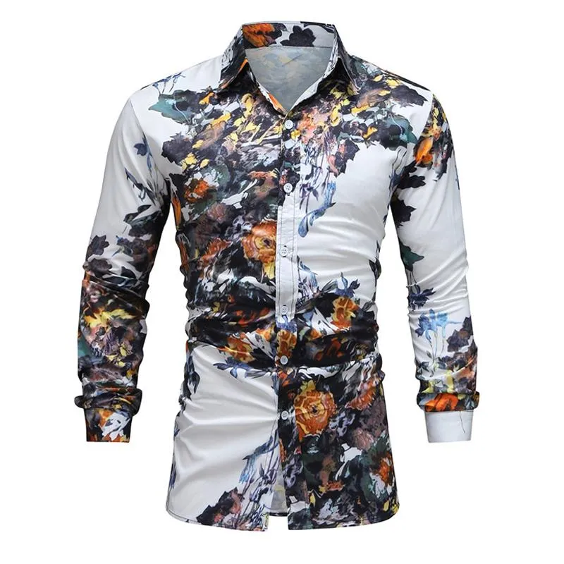 Men's Floral Print Lapel Casual Long Sleeve Shirt 67558105X sold by Manly product image thumbnail 5