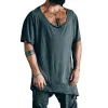 Men's Casual Round Neck Irregular Hem Loose Short-sleeved T-shirt 06874620M sold by Manly
