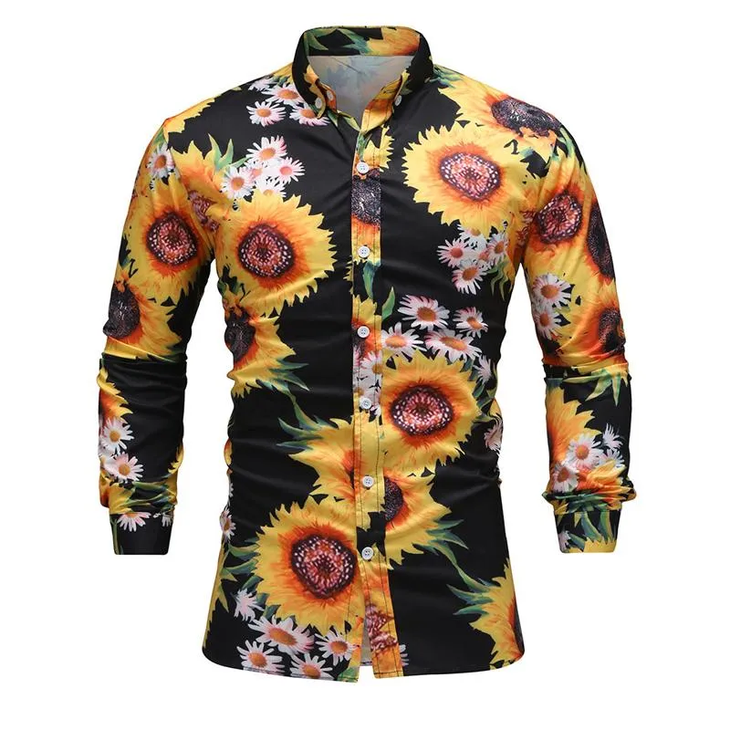Men's Floral Print Lapel Casual Long Sleeve Shirt 67558105X sold by Manly product image thumbnail 4