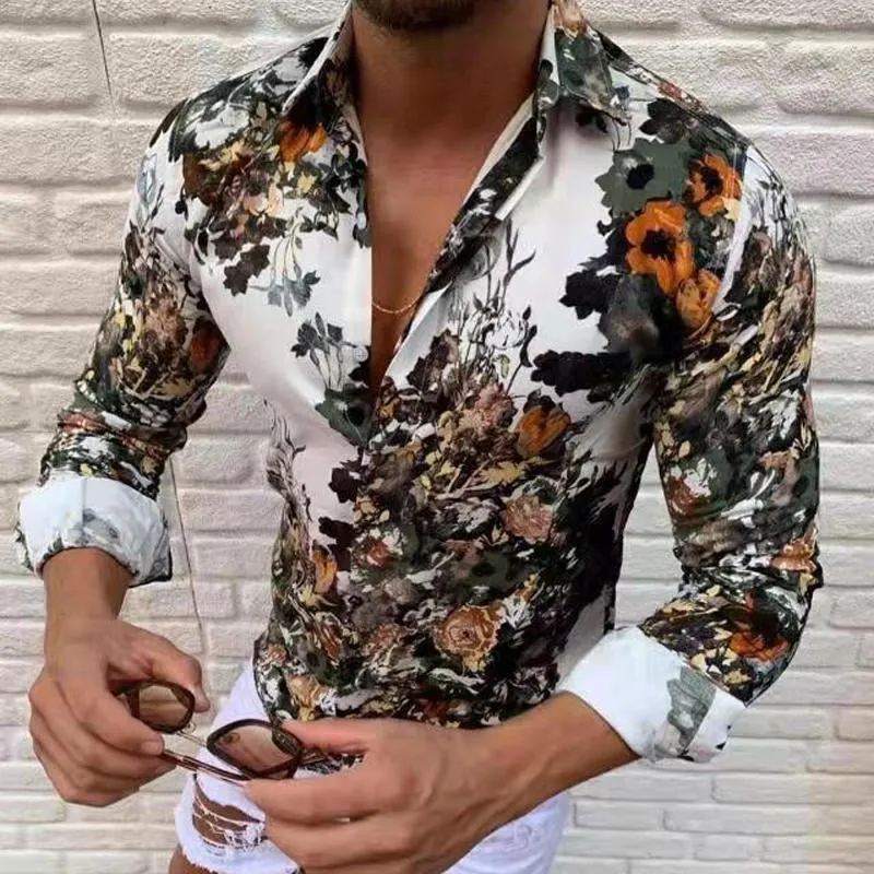 Men's Floral Print Lapel Casual Long Sleeve Shirt 67558105X sold by Manly product image thumbnail 3