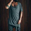Men's Casual Round Neck Irregular Hem Loose Short-sleeved T-shirt 06874620M sold by Manly