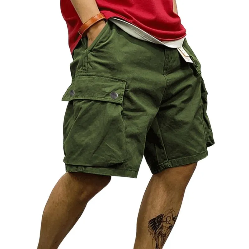 Men's Solid Color Multi-Pocket Cargo Shorts 32480917Y sold by Manly