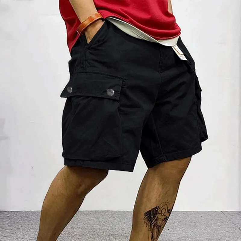 Men's Solid Color Multi-Pocket Cargo Shorts 32480917Y sold by Manly product image thumbnail 2