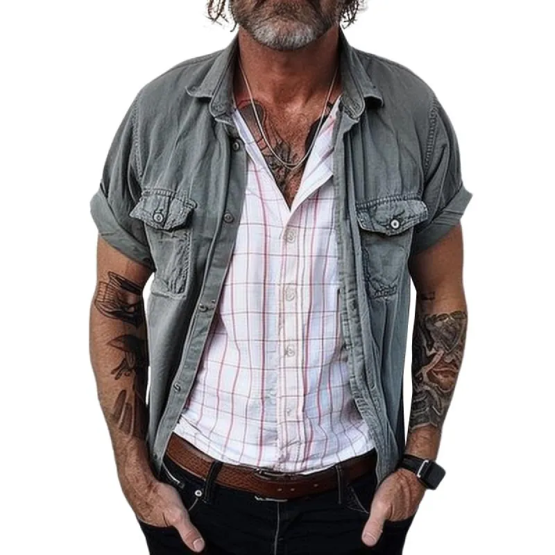 Men's Vintage Casual Pocket Shirt  12789568TO sold by Manly