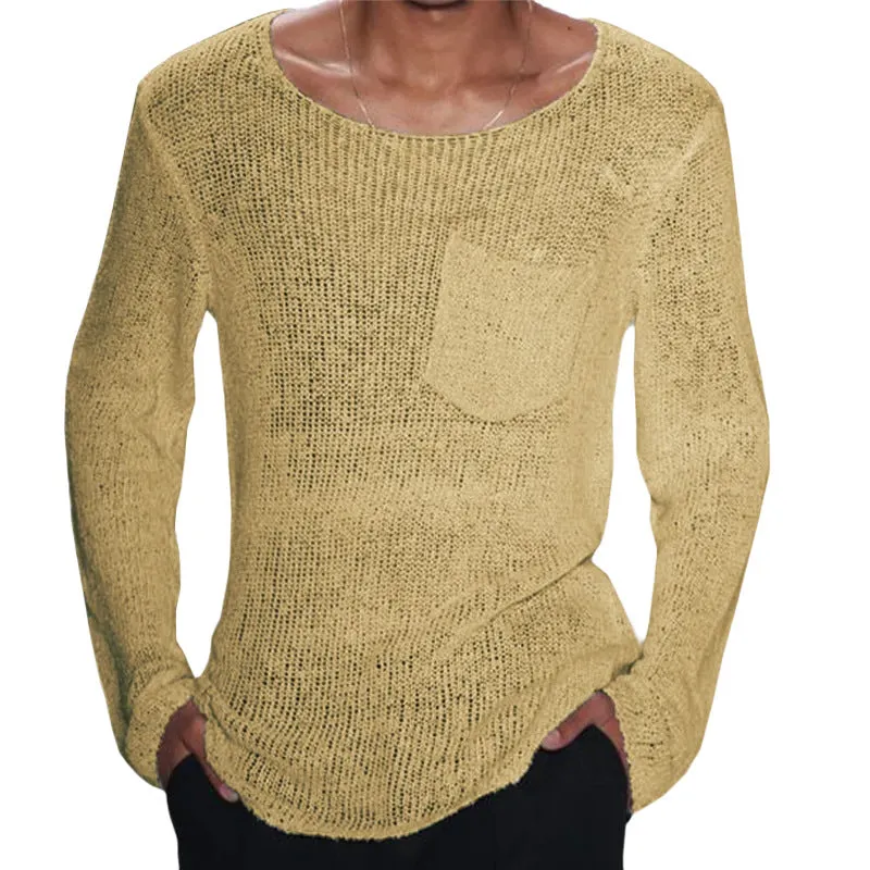 Men's Casual Thin Long Sleeve Pocket Knitted Sweater 82174528M sold by Manly product image thumbnail 4