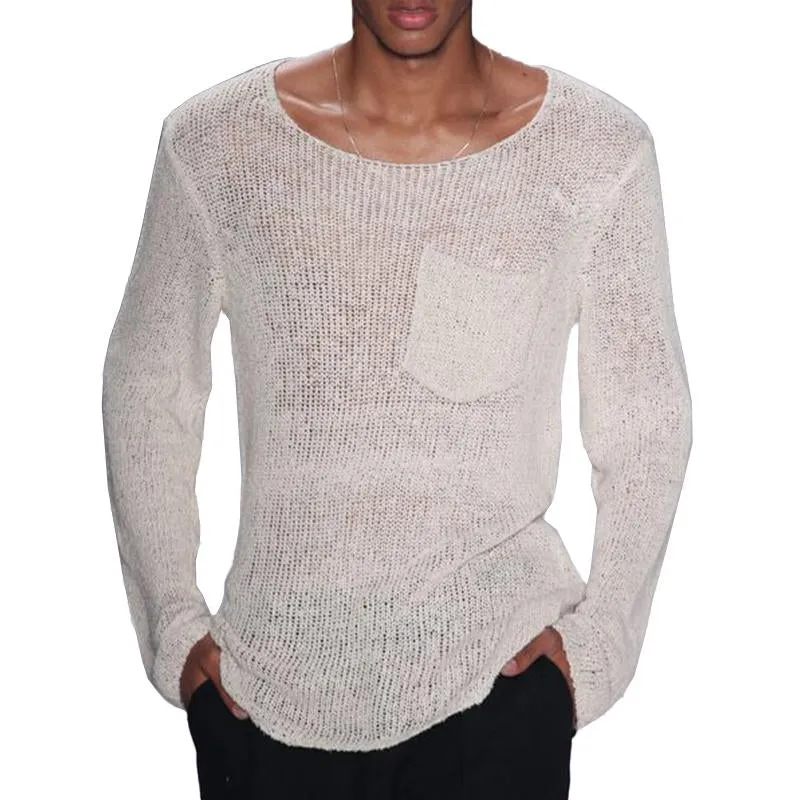 Men's Casual Thin Long Sleeve Pocket Knitted Sweater 82174528M sold by Manly