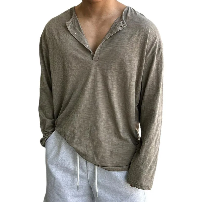 Men's Casual Solid Color Long Sleeve T-Shirt 70828948TO sold by Manly