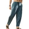 Men's Loose Cotton Linen Solid Color Drawstring Pants 26608017Y sold by Manly