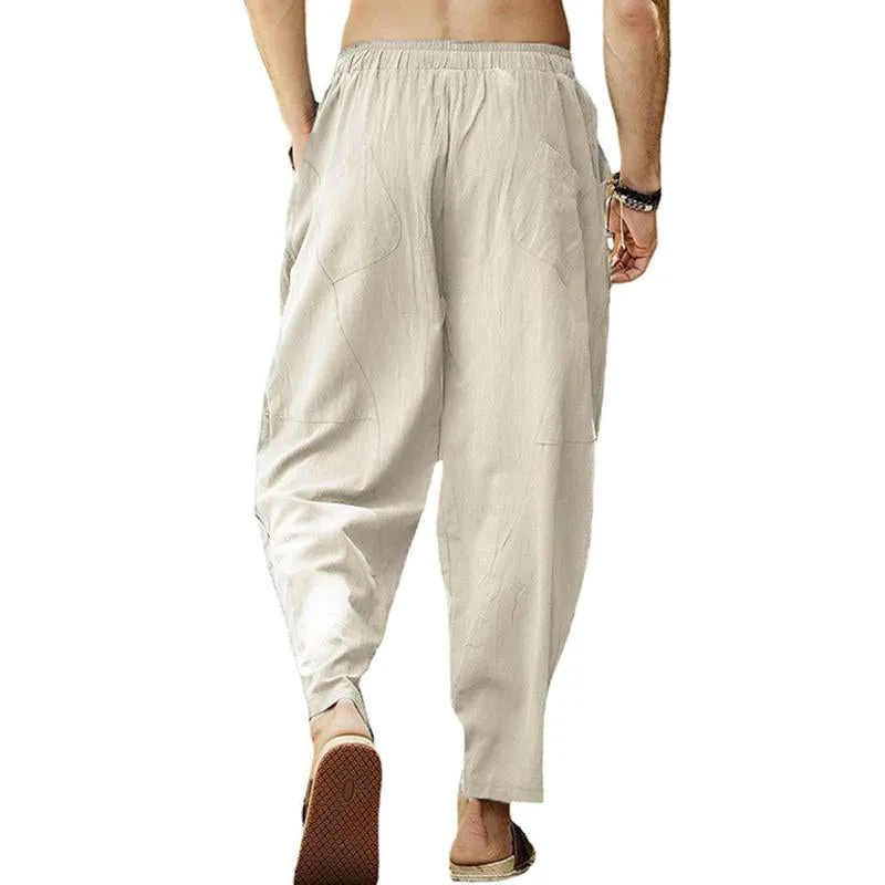 Men's Loose Cotton Linen Solid Color Drawstring Pants 26608017Y sold by Manly product image thumbnail 4