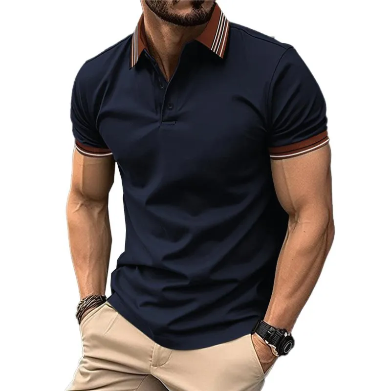 Men's Casual Lapel Button-Down Short Sleeve POLO Shirt 24406772X sold by Manly
