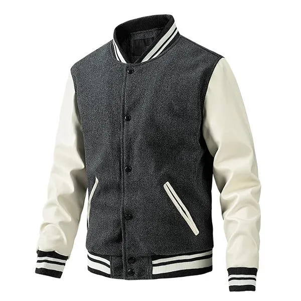 Men's Casual Slim Thin Cotton Wool Colorblock Baseball Jacket 39620548M sold by Manly product image thumbnail 2