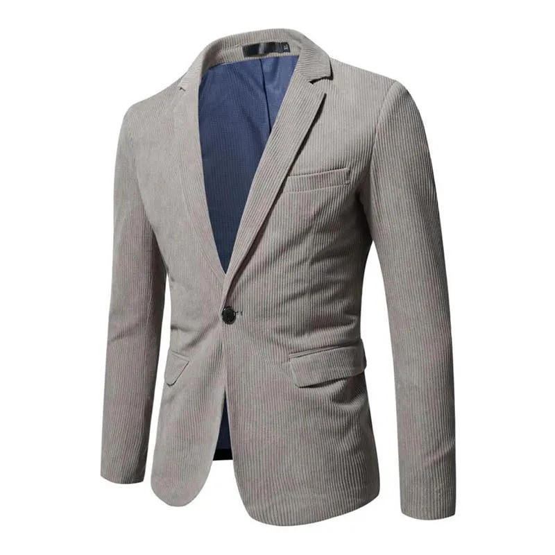 Men's Casual Slim Corduroy Lapel One Button Blazer 57119562M sold by Manly