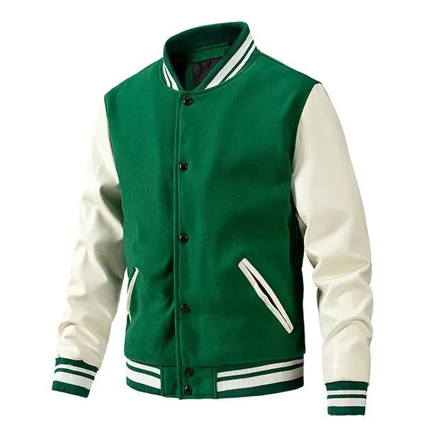 Men's Casual Slim Thin Cotton Wool Colorblock Baseball Jacket 39620548M sold by Manly product image thumbnail 4