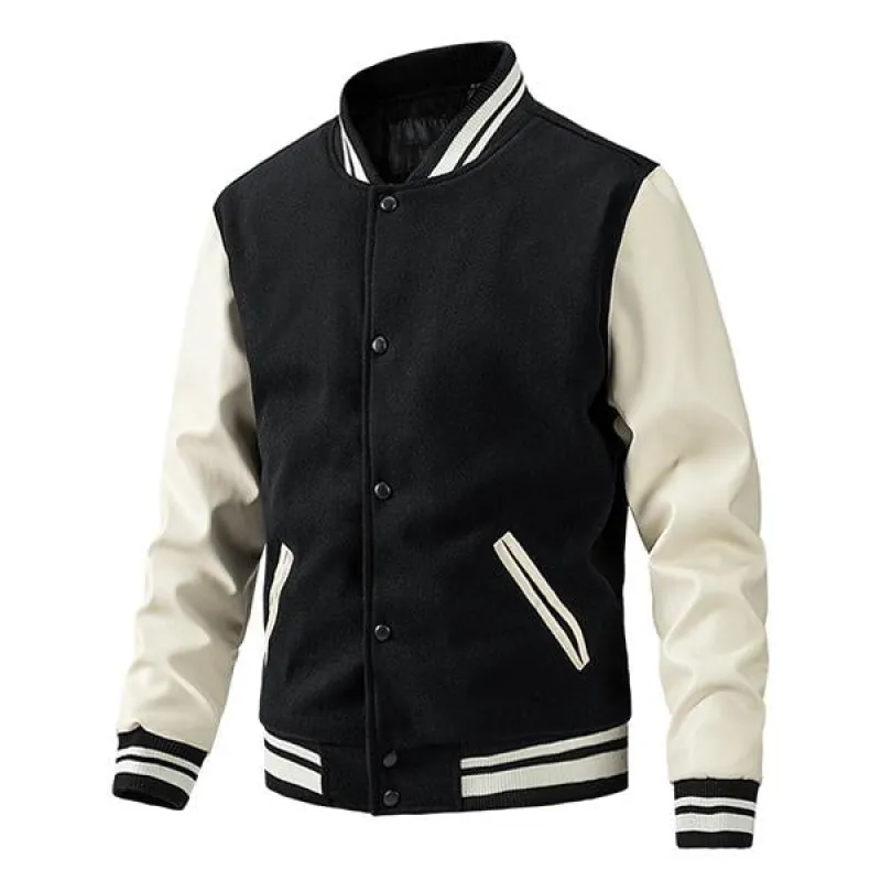 Men's Casual Slim Thin Cotton Wool Colorblock Baseball Jacket 39620548M sold by Manly