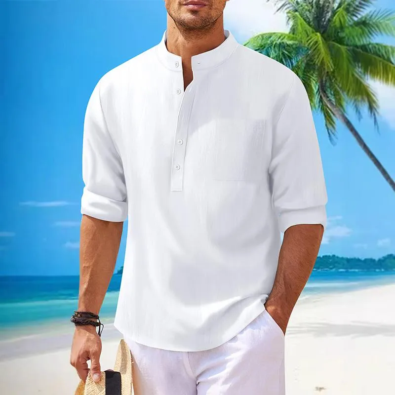 Men's Solid Color Henley Collar Long Sleeve Shirt 03357832Z sold by Manly product image thumbnail 3