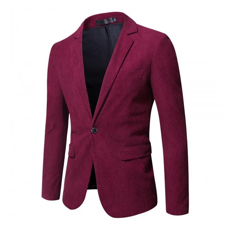 Men's Casual Slim Corduroy Lapel One Button Blazer 57119562M sold by Manly product image thumbnail 3